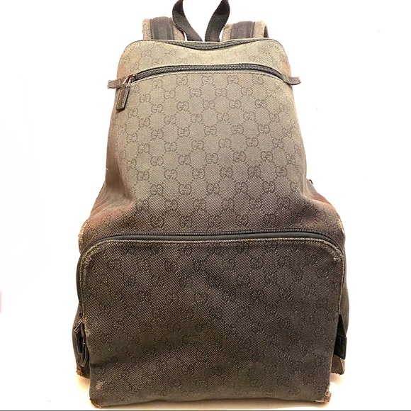 Gucci Other - Gucci Backpack Denim Monogram Bag Black GG Logo